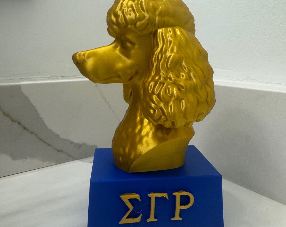 Sigma Gamma Rho Poodle Bust | 3D Printed Sorority Memorabilia
