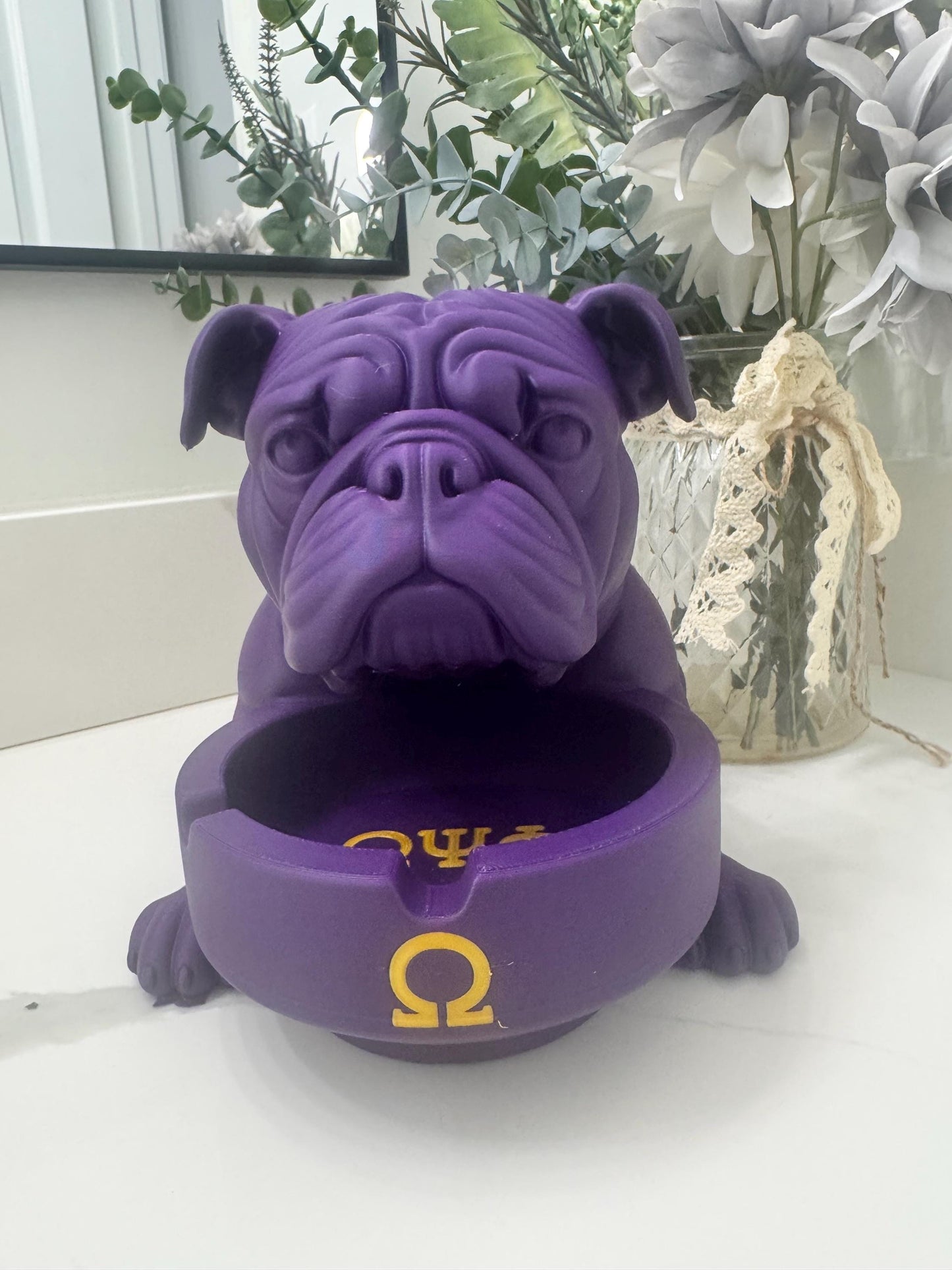 Omega Psi Phi Bulldog Catchall / Tray Sculpture __etsy:7601236722