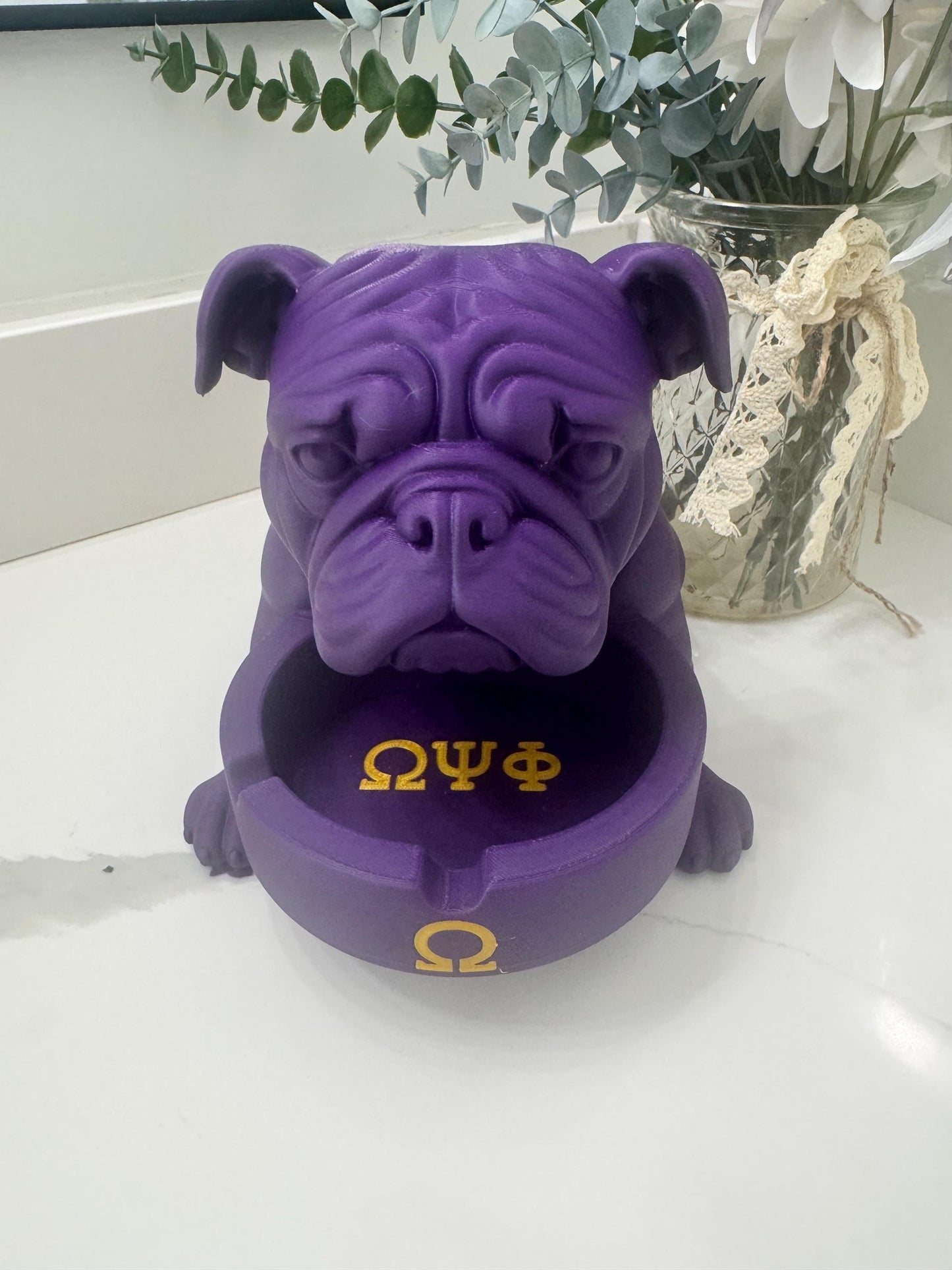 Omega Psi Phi Bulldog Catchall / Tray Sculpture __etsy:7649178861